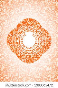 leaf crown icon inside orange tile background illustration. Square geometric mosaic seamless pattern with emblem inside.
