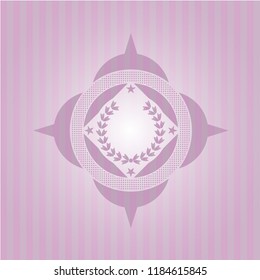 leaf crown icon inside pink emblem