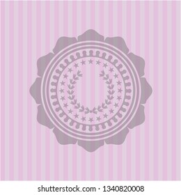 leaf crown icon inside pink emblem. Vintage.