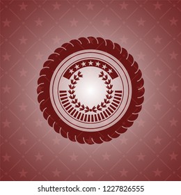 leaf crown icon inside realistic red emblem