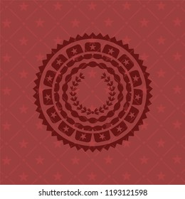 leaf crown icon inside red emblem. Retro