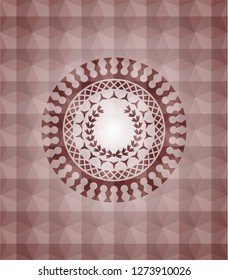 leaf crown icon inside red seamless polygonal badge.