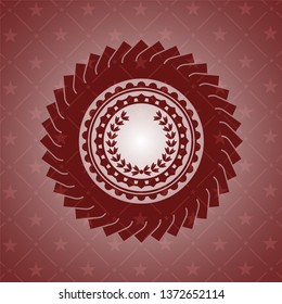 leaf crown icon inside red emblem. Vintage.