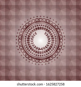 leaf crown icon inside red seamless polygonal badge.