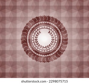 leaf crown icon inside red seamless geometric emblem. 