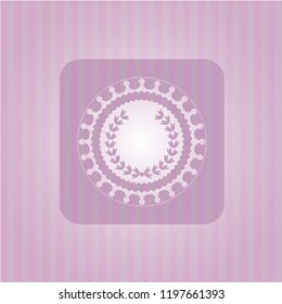 leaf crown icon inside retro pink emblem