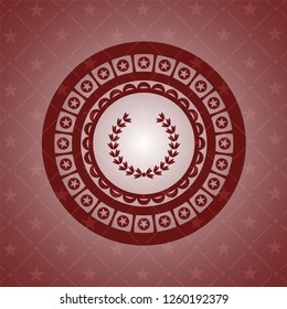 leaf crown icon inside retro red emblem