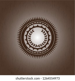leaf crown icon inside retro style wood emblem