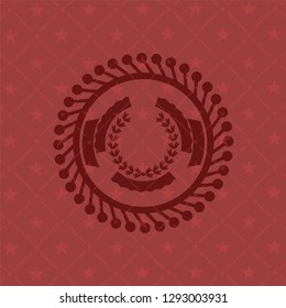 leaf crown icon inside retro red emblem