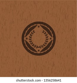 leaf crown icon inside retro style wooden emblem