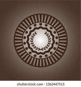 leaf crown icon inside retro style wood emblem