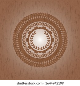 leaf crown icon inside retro style wooden emblem