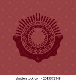 leaf crown icon inside retro red emblem. 