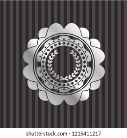leaf crown icon inside silvery shiny emblem