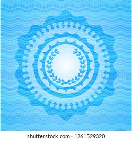 leaf crown icon inside sky blue water badge.