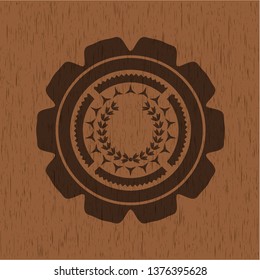leaf crown icon inside vintage wood emblem