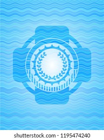 leaf crown icon inside water badge background.
