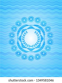 leaf crown icon inside water concept style emblem.