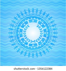 leaf crown icon inside water wave concept style emblem.
