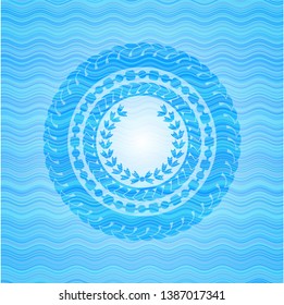 leaf crown icon inside water concept style emblem.