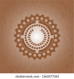leaf crown icon inside wood emblem. Vintage.