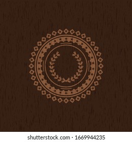 leaf crown icon inside wood badge or emblem