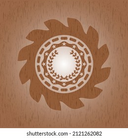 leaf crown icon inside wood emblem. Retro. 