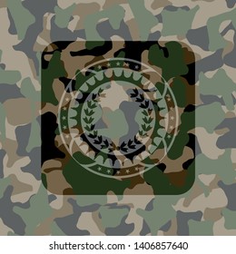 leaf crown icon on camouflaged pattern