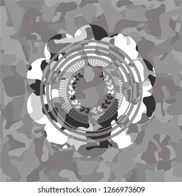leaf crown icon on grey camouflage texture