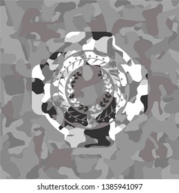 leaf crown icon on grey camouflaged pattern