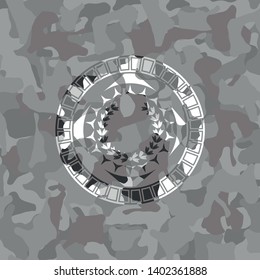 leaf crown icon on grey camo texture