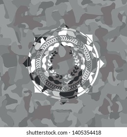 leaf crown icon on grey camouflaged pattern