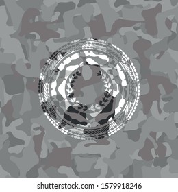 leaf crown icon on grey camouflaged pattern