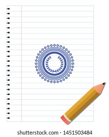 leaf crown icon with pen strokes. Blue ink. Vector Illustration. Detailed.