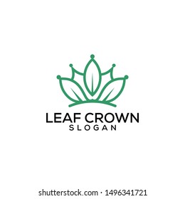 Leaf crown line outline logo design vector minimalist template download