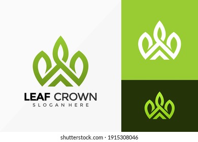 Leaf Crown Logo Design. Creative Idea logos designs Vector illustration template