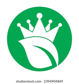 Leaf crown logo design vector illustration. Crown of leaves logo design elements vector