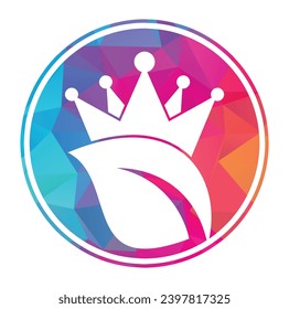 Leaf crown logo design vector illustration. Crown of leaves logo design elements vector