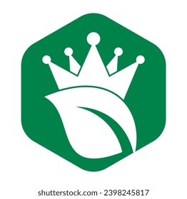 Leaf crown logo design vector illustration. Crown of leaves logo design elements vector