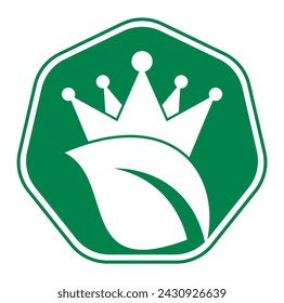 Leaf crown logo design vector illustration.