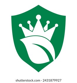 Leaf crown logo design vector illustration.