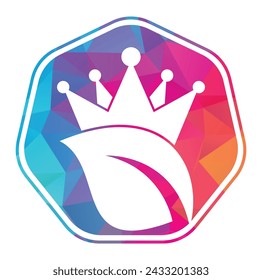 Leaf crown logo design vector illustration.