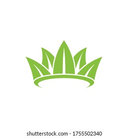 Leaf crown logo, simple flat logo style green color on white background