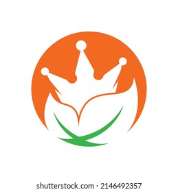 Leaf crown vector logo design. Green leaf crown therapy company logo design template.	