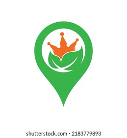 Leaf crown vector logo design. Green leaf crown therapy company logo design template.	
