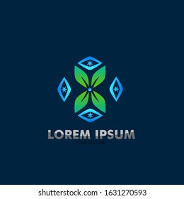 leaf cube logo icon with for agriculture and technology company