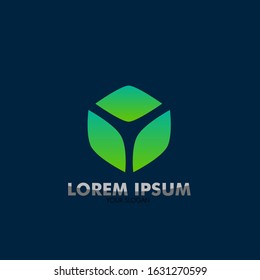leaf cube logo icon with for agriculture and technology company