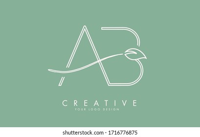 Leaf Cut  AB A B Letters and green background for business. Eco Letter Vector Illustration.