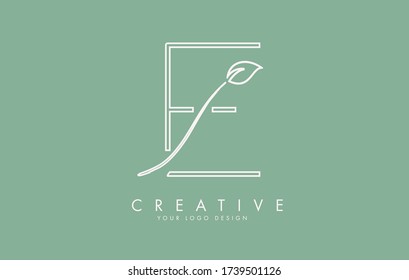 Leaf Cut E Letter and green background for business. Eco Letter Vector Illustration.