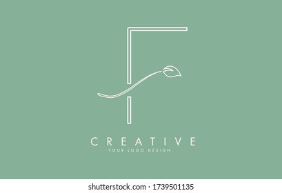 Leaf Cut F Letter and green background for business. Eco Letter Vector Illustration.